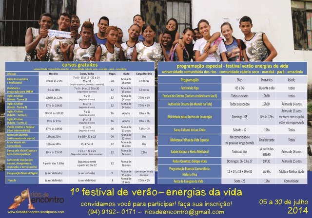 Cursos e Eventos do Festival de Verão (panfleto)